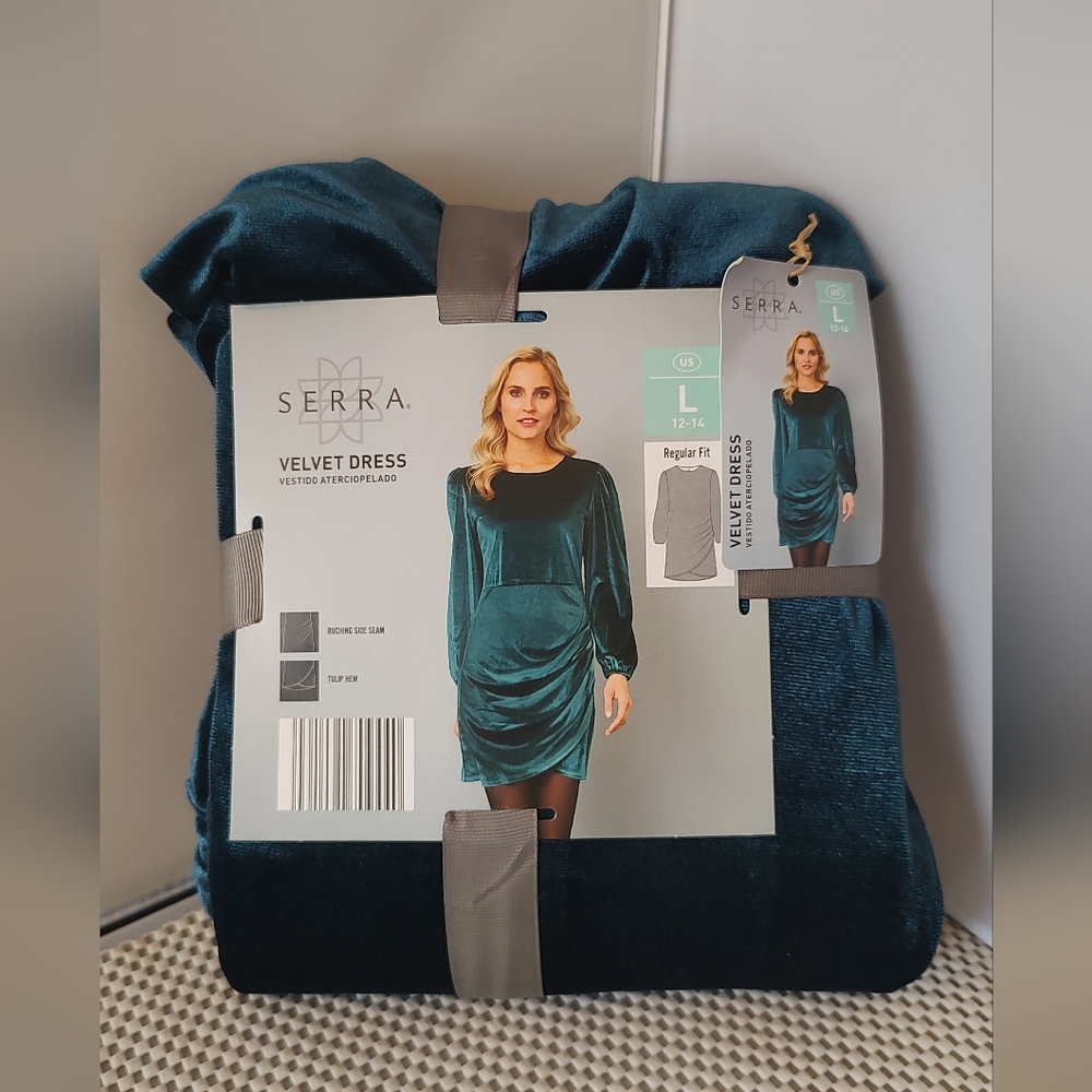 Serra Women's Size L (12-14) Velvet Green/Blue Dress NWT Aldi
